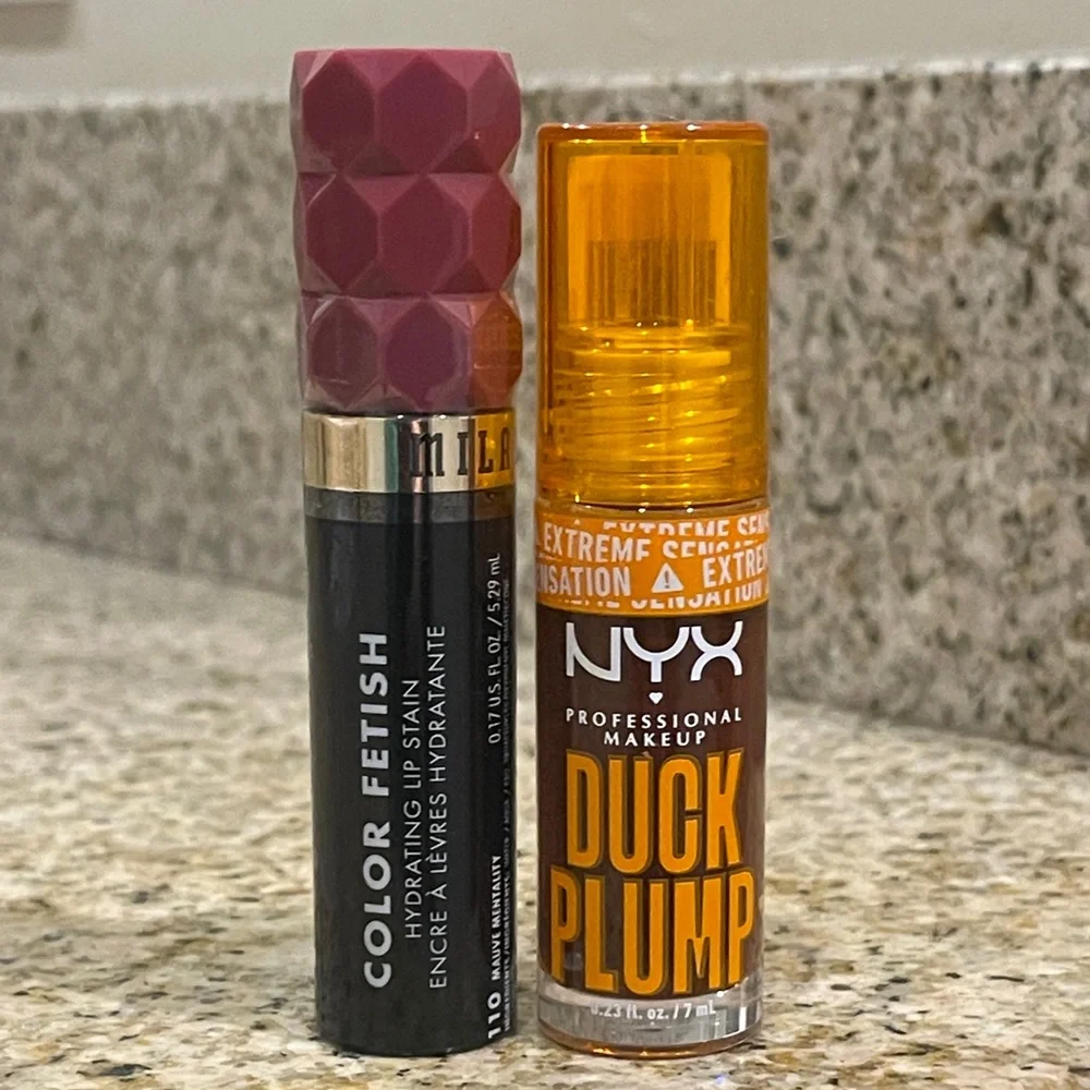 NYX Duck Plump Plumping Lip Gloss & Milani Color Fetish Hydrating Lip Stain NEW
